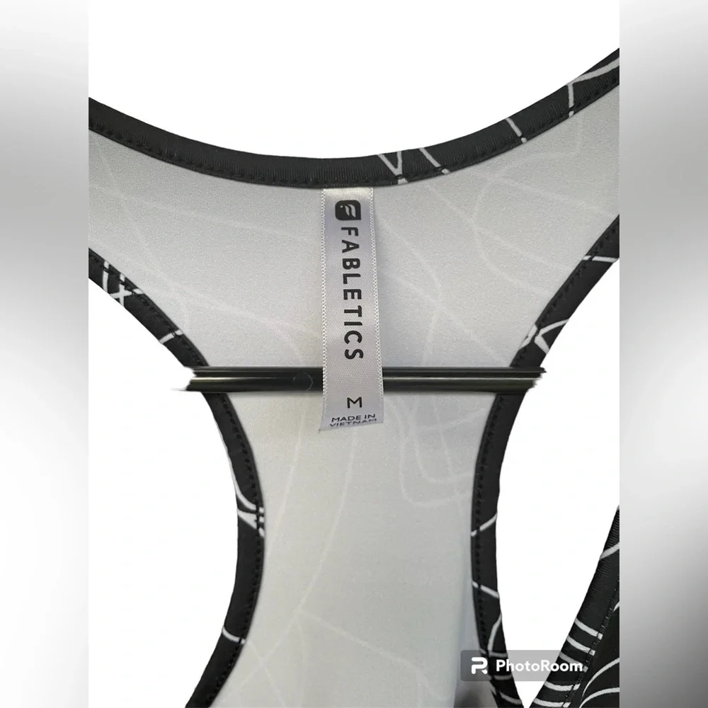 Fabletics Tank Top Women's Size M Black & White Racerback Athletic Activewear - Picture 4 of 6
